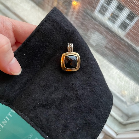 David Yurman 20mm Black Onyx Enhancer Pendant Sterling Silver 18k Gold - Picture 11 of 13